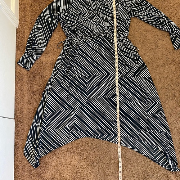 2 FOR $20 H&M Blue White MIDI Dress Asymmetrical Tie Waist Size M 8 - Picture 6 of 8